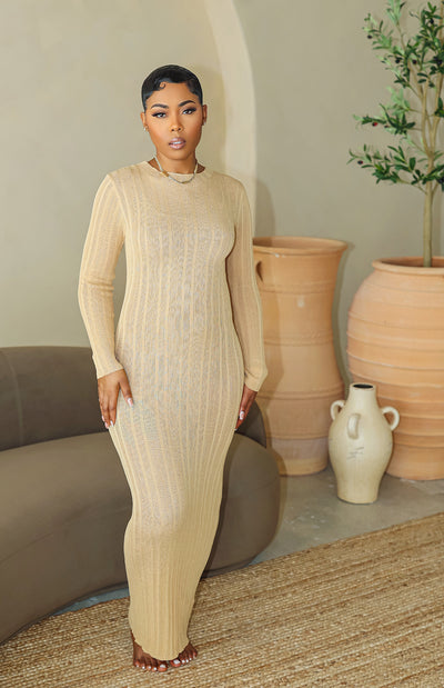 Bawdy Talk Dress (Tan)