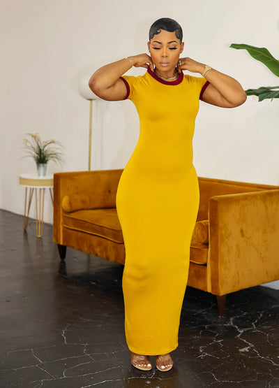 Just Vibin Maxi Dress (Mustard)