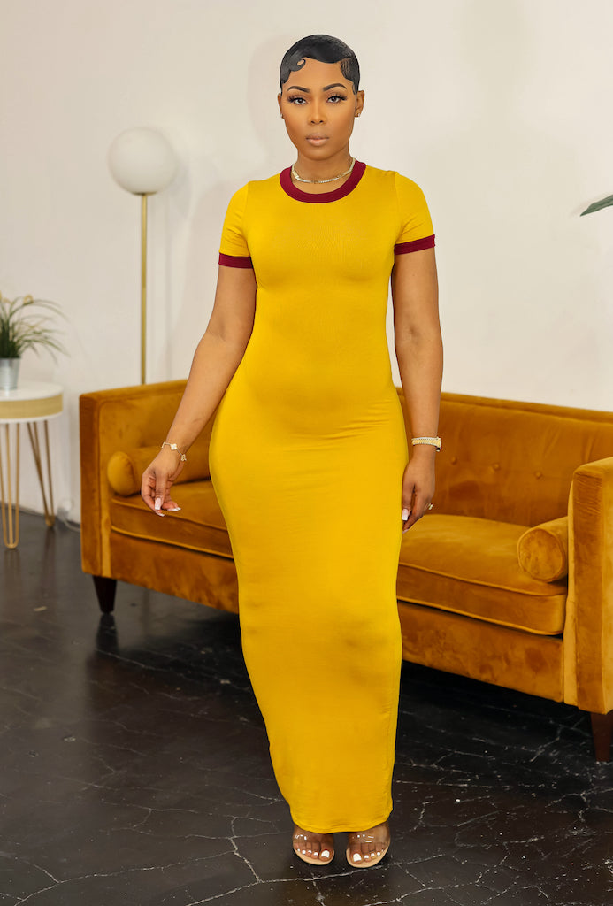 Just Vibin Maxi Dress (Mustard)