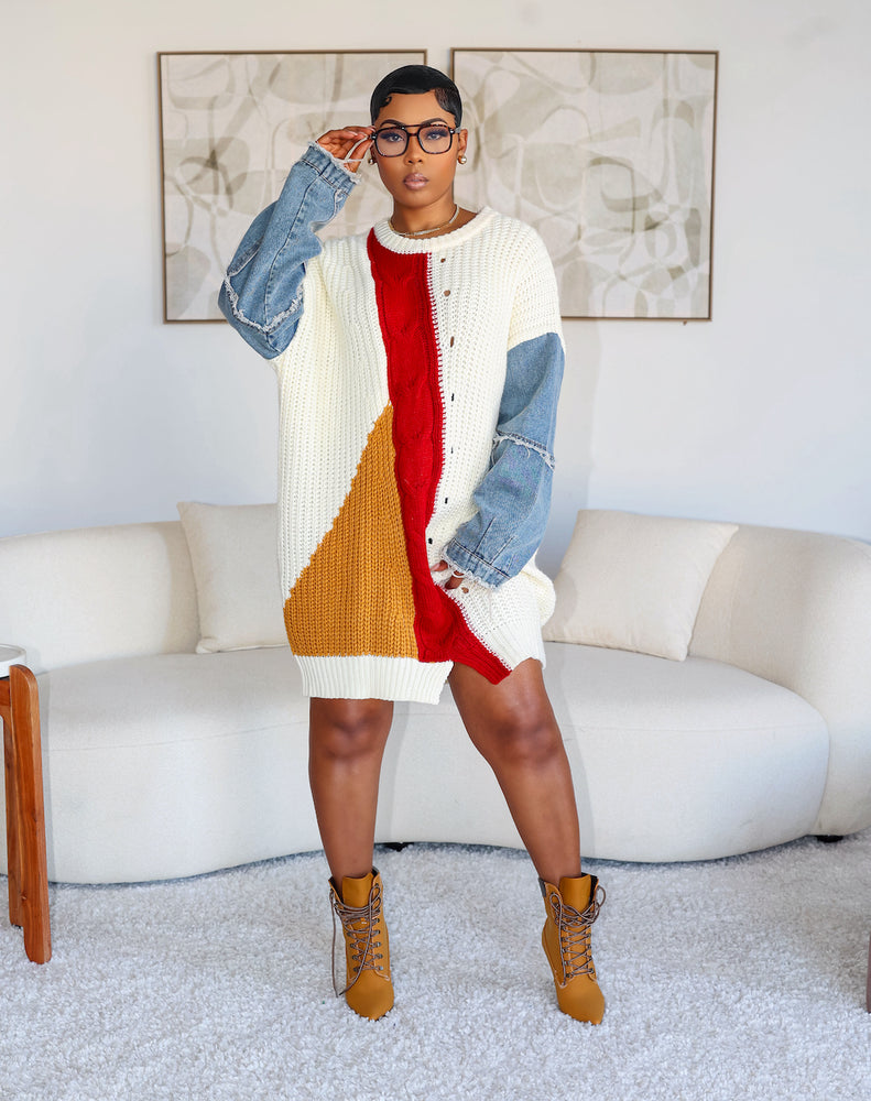 Mecca Oversized Sweater Dress (Ivory)