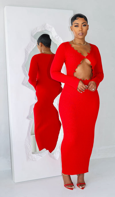 Love's Fury Midi Dress (Red)