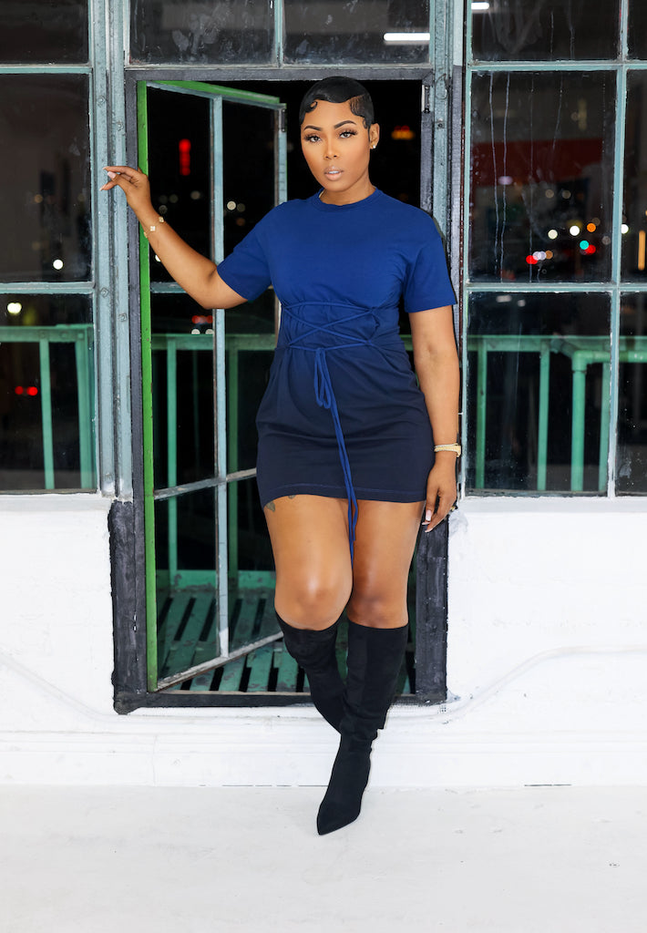 Flirt Alert Mini Dress (Navy)