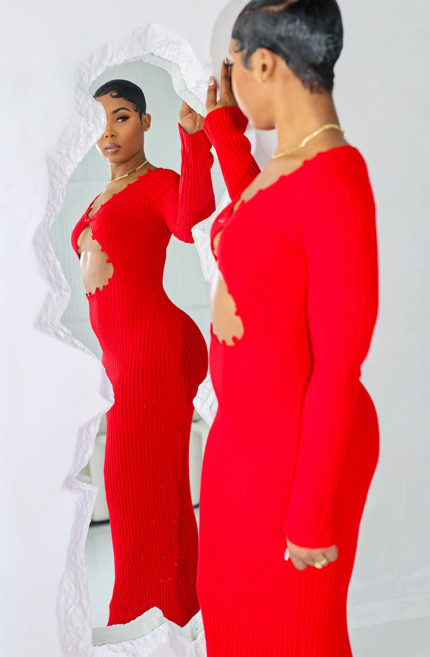 Love's Fury Midi Dress (Red)