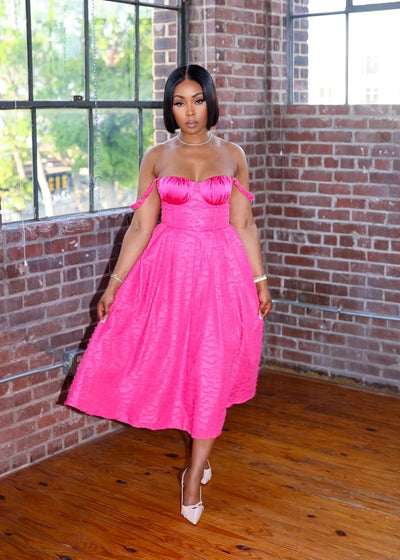Kentucky Derby Midi Dress (Fuchsia)