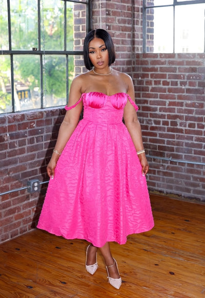 Kentucky Derby Midi Dress (Fuchsia)