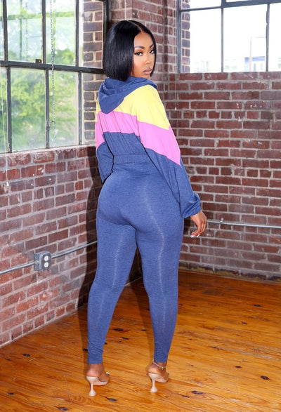 Pretty Girl Leisure Set (Denim Blue/Pink/Yellow)