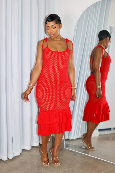 Donatella Midi Dress (Red)