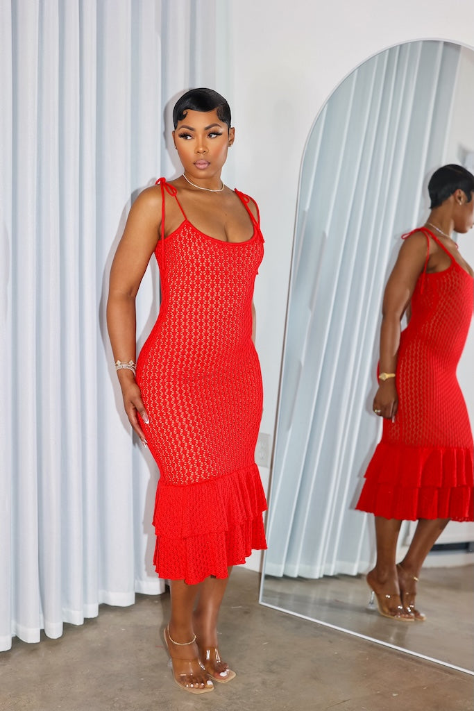 Donatella Midi Dress (Red)